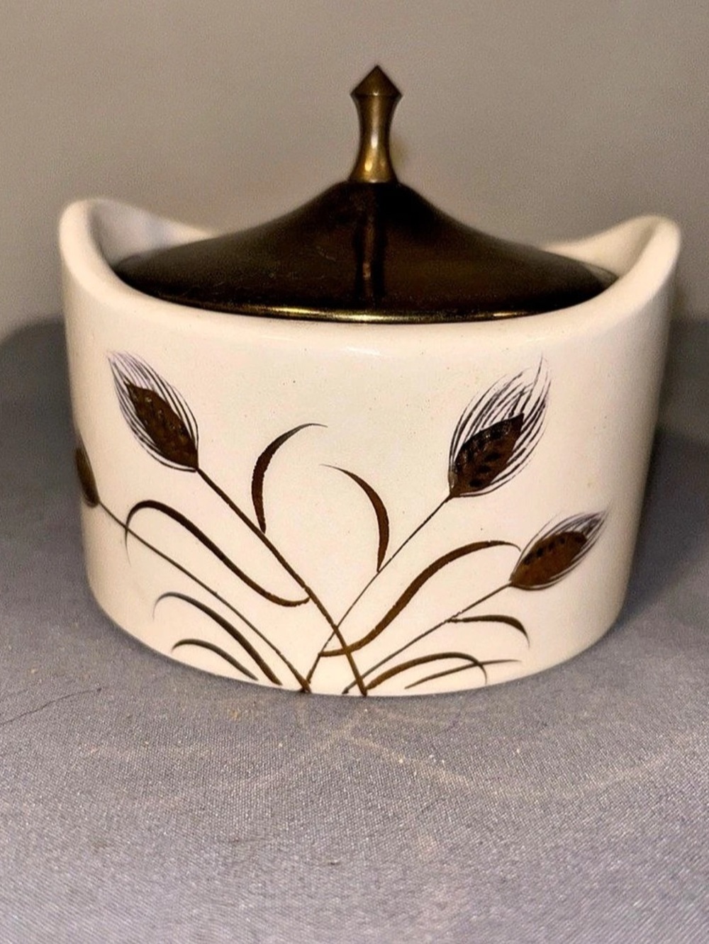 Royal Sealy Ceramic Storage Container with Lid in Cream & Brown